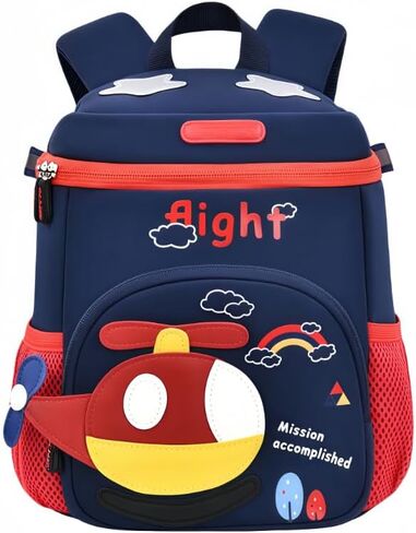 Kawaii Y2k Aesthetic Airplane Model Backpack Lightweight/Large Capacity/Traction/Waterproof Diver-cloth Backpack (Blue,Small) in Kuwait