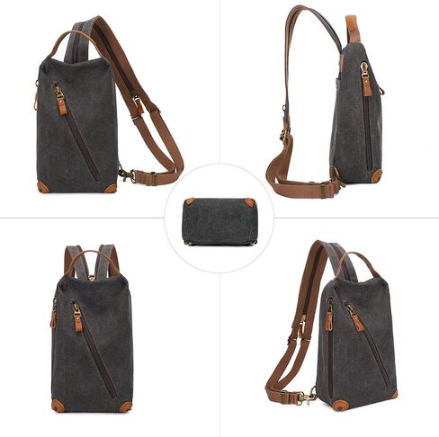 KL928 Canvas Sling Bag Crossbody Bags Small Backpack Pack Travel Purse Convertible Purses for Women Men in Saudi Arabia