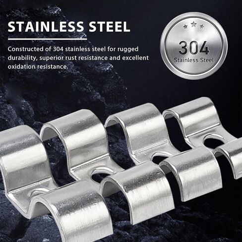 12PCS Stainless Steel Double Line Clamp, 3/8" Brake Fuel Lines Clips with Mounting Screws, Heavy Duty Single Hole M-Type Pipe Strap Double Line Clamps for Tubes Fuel Lines in Saudi Arabia