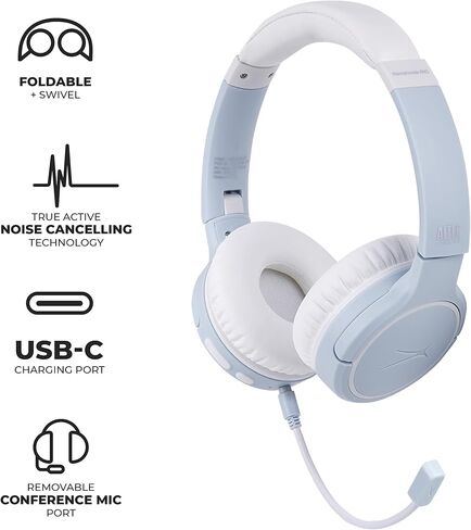 Altec Lansing Nanophones ANC Bluetooth Wireless Active Noise Cancelling Headphones On Ear Headphones 12 Hour Battery Life, Foldable Earcups, Removeable Mic for Working and Learning from Home (Grey) in Saudi Arabia