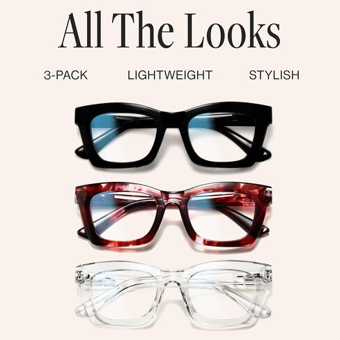 CCVOO 6 Pack Oprah Style Reading Glasses for Women Blue Light Blocking Computer Square Readers with Spring Hinge Men (A4 Mix, 1.5) in Saudi Arabia