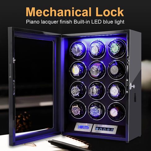 Watch Winder for 6/9/12 Slots Automatic Watches,Ultra-Quiet Japanese Motors, Built-in LED Illumination and LCD Touchscreen Control in Saudi Arabia