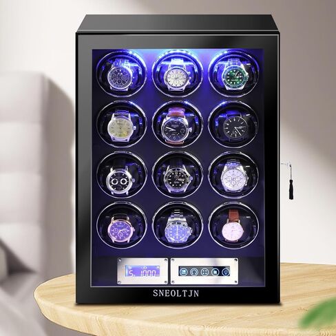Watch Winder for 6/9/12 Slots Automatic Watches,Ultra-Quiet Japanese Motors, Built-in LED Illumination and LCD Touchscreen Control in Saudi Arabia