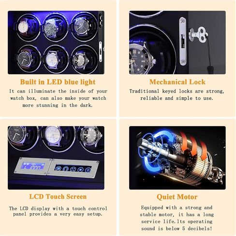 Watch Winder for 6/9/12 Slots Automatic Watches,Ultra-Quiet Japanese Motors, Built-in LED Illumination and LCD Touchscreen Control in Saudi Arabia