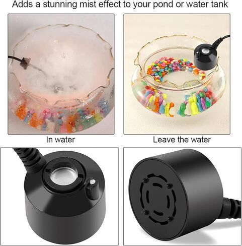 Mini Black Mist Maker Fog Machine, No Light Water Fountain Fogger for Pond Fish Tank Hydroponics Humidifier 300ml / H 24V DC Ultrasonic Fog Maker in Saudi Arabia