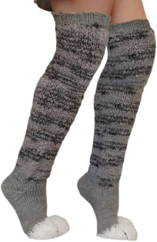 FEORJGP Womens Kawaii Cat Paw Knee High Socks Fuzzy Cute Fleece Warm Boot Socks Crochet Knit Leg Warmers Boot Socks Stockings in Kuwait