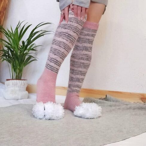 feorjgp womens kawaii cat paw ركب الجوارب عالية الجوارب غامض لطيف الصوف الجوارب الحذاء الدافئ الكروشيه متماسكة الساق الجوارب الجوارب الجوارب in Kuwait