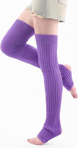 VIBILIA 31.5 Inch Leg Warmers Thigh High Socks Non-Slip Over Knee Footless Extra Long Warm Winter Socks for Women Dance Yoga in Kuwait