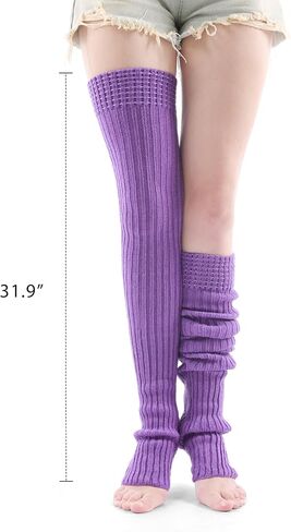 VIBILIA 31.5 Inch Leg Warmers Thigh High Socks Non-Slip Over Knee Footless Extra Long Warm Winter Socks for Women Dance Yoga in Kuwait