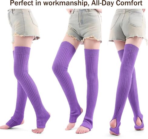VIBILIA 31.5 Inch Leg Warmers Thigh High Socks Non-Slip Over Knee Footless Extra Long Warm Winter Socks for Women Dance Yoga in Kuwait