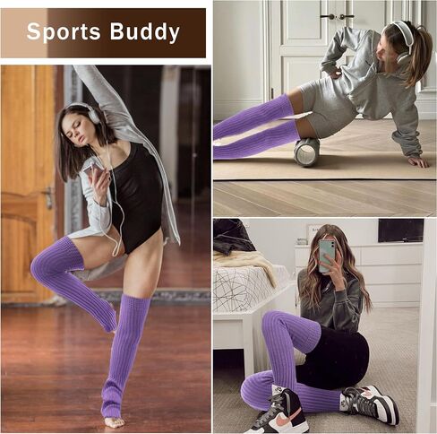 VIBILIA 31.5 Inch Leg Warmers Thigh High Socks Non-Slip Over Knee Footless Extra Long Warm Winter Socks for Women Dance Yoga in Kuwait