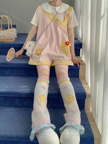تدفئة ساق النساء النجمة مخطط نمط النجوم المحبوك y2k punk اليابانية kawaii الشارع الشارع هاراجوكو ركبة الجوارب الساق العالية in Kuwait