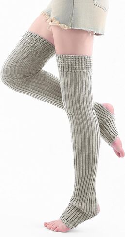 VIBILIA 31.5 Inch Leg Warmers Thigh High Socks Non-Slip Over Knee Footless Extra Long Warm Winter Socks for Women Dance Yoga in Kuwait