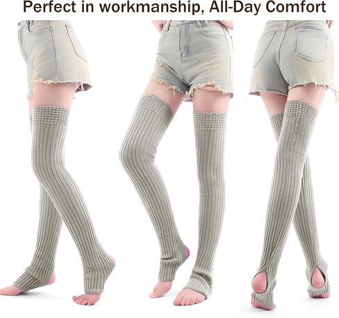 VIBILIA 31.5 Inch Leg Warmers Thigh High Socks Non-Slip Over Knee Footless Extra Long Warm Winter Socks for Women Dance Yoga in Kuwait