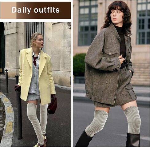 VIBILIA 31.5 Inch Leg Warmers Thigh High Socks Non-Slip Over Knee Footless Extra Long Warm Winter Socks for Women Dance Yoga in Kuwait