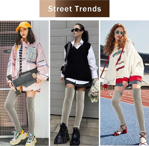 VIBILIA 31.5 Inch Leg Warmers Thigh High Socks Non-Slip Over Knee Footless Extra Long Warm Winter Socks for Women Dance Yoga in Kuwait