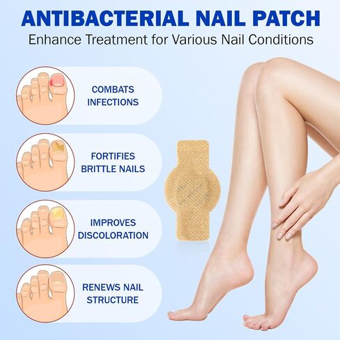 Nail Patches for Toenails, 21pcs/Bag Toenail 8-Hour Overnight Fast Hydrogel Nail Care, Nighttime Nail Repair for Damaged, Discolored Nails, Safe for Sensitive Skin, Easy to Apply (21 PCS) in Kuwait