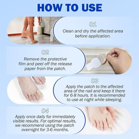 Nail Patches for Toenails, 21pcs/Bag Toenail 8-Hour Overnight Fast Hydrogel Nail Care, Nighttime Nail Repair for Damaged, Discolored Nails, Safe for Sensitive Skin, Easy to Apply (21 PCS) in Kuwait