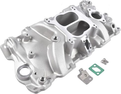 Intake Manifold Dual Plane Satin Replacement for Chevy Blazer C/K 1500 2500 3500 Caprice Corvette Camaro G10 G20 G30 R10 R20 R30 GMC V8 1987-1995 Aluminum 2104 in Saudi Arabia