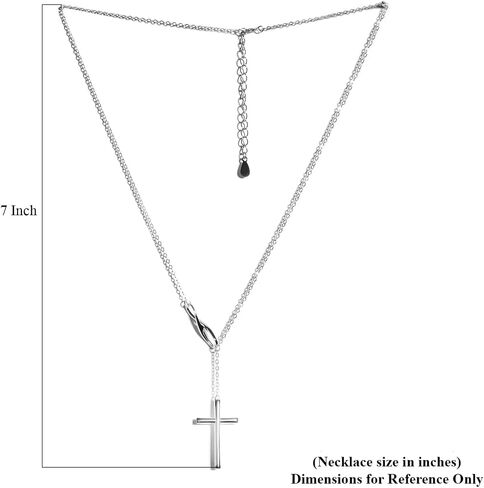 Shop LC Infinity Cross Lariat Necklace 925 Sterling Silver 18" Catholic Faith Christian Religious Birthday Jewelry Birthday Gifts for Women in Saudi Arabia