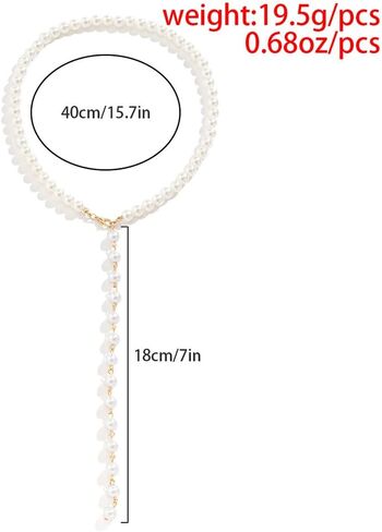 Vintage Long Beaded Pearl Chain Lariat Y Necklace for Women Y2K Simple Statement Gold Beads Tassel Necklaces Boho Prom Party Jewelry Accessories Gift in Saudi Arabia