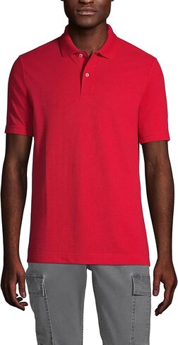 LANDS 'End Essentials Men Men Short Sleeve Mesh Polo - نسيج امتداد ، يتلاشى مقاومًا ، ملاءمة تقليدية in Saudi Arabia