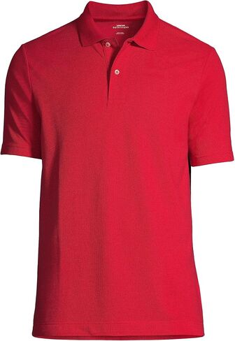 LANDS 'End Essentials Men Men Short Sleeve Mesh Polo - نسيج امتداد ، يتلاشى مقاومًا ، ملاءمة تقليدية in Saudi Arabia