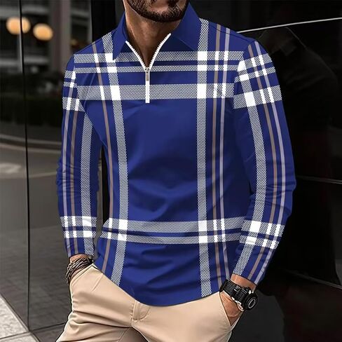 Deex Men Long Sleeve Polo قمصان 2024 أزياء polo t Shirt قميص ضئيل in Kuwait