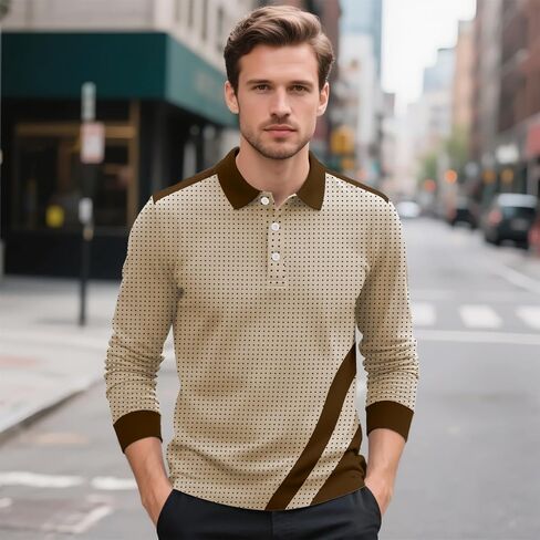Deex Men Long Sleeve Polo قمصان 2024 أزياء polo t Shirt قميص ضئيل in Kuwait