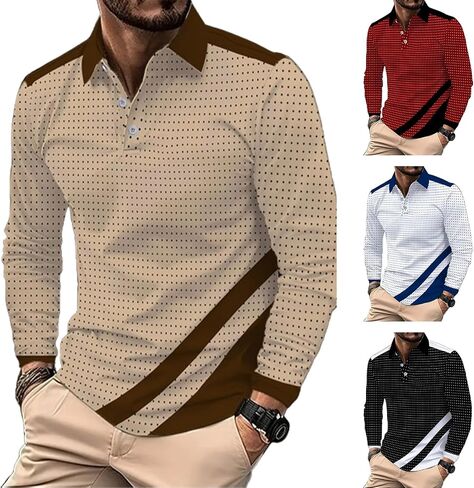 Deex Men Long Sleeve Polo قمصان 2024 أزياء polo t Shirt قميص ضئيل in Kuwait