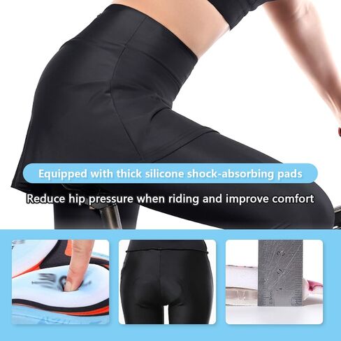 Women's Cycling Skort, 4D Padded Cycling Pants, High Waist Breathable MTB Riding Sports Skorts, Zipper Pockets(X-Large) in Saudi Arabia