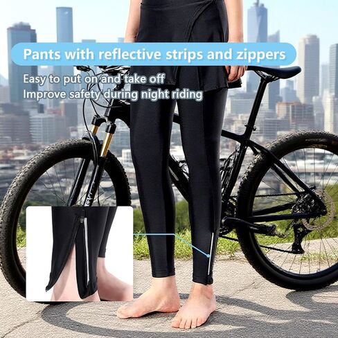 Women's Cycling Skort, 4D Padded Cycling Pants, High Waist Breathable MTB Riding Sports Skorts, Zipper Pockets(X-Large) in Saudi Arabia