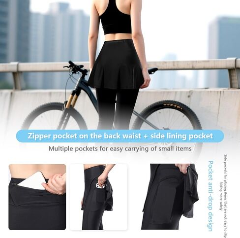 Women's Cycling Skort, 4D Padded Cycling Pants, High Waist Breathable MTB Riding Sports Skorts, Zipper Pockets(X-Large) in Saudi Arabia