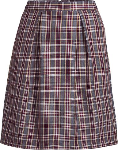Lands' End Women's Top of Knee Plaid Skort 16 Plaid Gray Heather/Maroon in Saudi Arabia