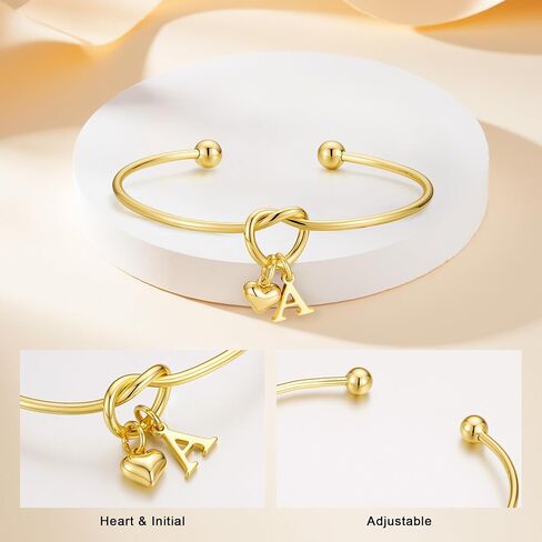 M MOOHAM Bridesmaid Gifts - Bridesmaids Proposal Gifts for Wedding Matron Maid of Honor Gift, Dainty Knot Letter A-Z Initial Bracelet for Women, Personalized Jewelry for Women in Saudi Arabia