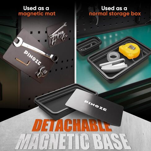 صواني تنظيم الأجزاء المغناطيسية القابلة للطي وأداة التقاط مغناطيسية مرنة مقاس 12 بوصة، 3 صواني أدوات مغناطيسية مختلفة الحجم ومكنسة التقاط للبراغي والمسامير والصواميل والغسالات والدبابيس والأجزاء المعدنية الأخرى in Kuwait