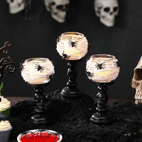 Geelin 3 PCS Skull Tealight Candle Holder for Halloween Decoration Resin in Kuwait