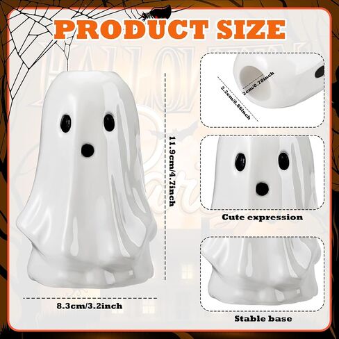 Mumufy 4pcs Ceramic Halloween Ghost Candlestick Holdlers Conto Cartoon Ghost Candle Holdle Decor in Saudi Arabia
