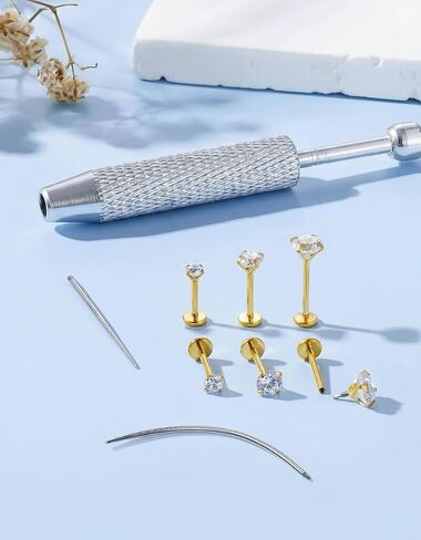 أقراط مسطحة في الظهر - 14 كيلو بيل مطلي بالذهب مسمار 18G 16G ثقب المجوهرات ل tragus helix الغضروف hypoallergenic الفولاذ الفولاذ أنف الذهب in Kuwait