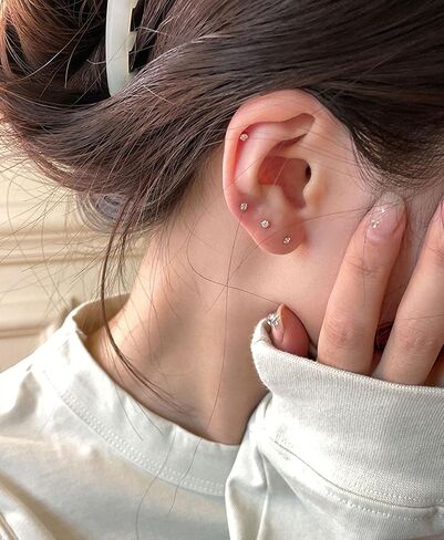 10 Pairs 2MM Surgical Steel Small Stud Earrings, Hypoallergenic 14K Gold Plated Tiny Cubic Zirconia Stud Earrings Set for Cartilage Helix Multiple Hole Piercing in Saudi Arabia