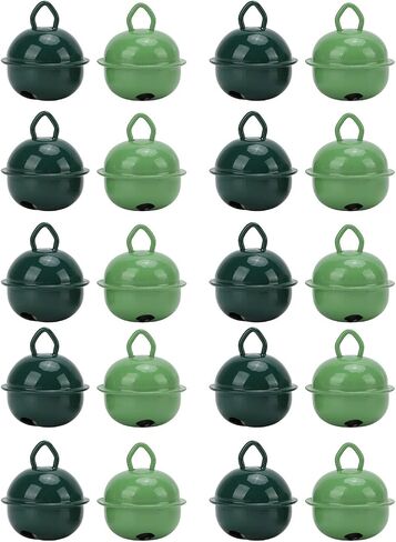 20Pcs Jingle Bells, Army Green and Dark Green Metal Christmas Bell with Hanging Hole for Wedding Christmas Decoration in Saudi Arabia