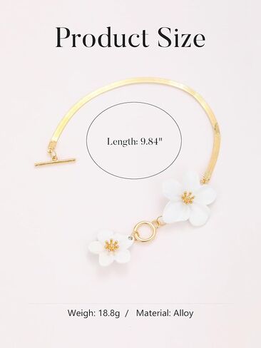 1 PC Gold White Flower Anklets for Women, Elegant White Double Flower Anklet with Gold Accents, Delicate Beach Jewelry for Women in Saudi Arabia