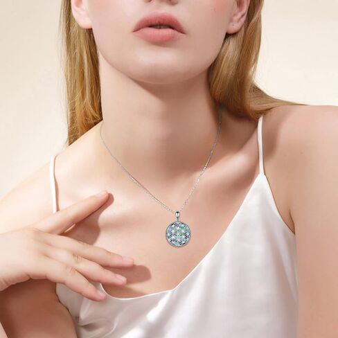 YAFEINI Flower of Life Necklace Earrings and Bracelet Sets 925 Sterling Silver Abalone Shell Flower of Life Pendant Jewelry for Women in Saudi Arabia