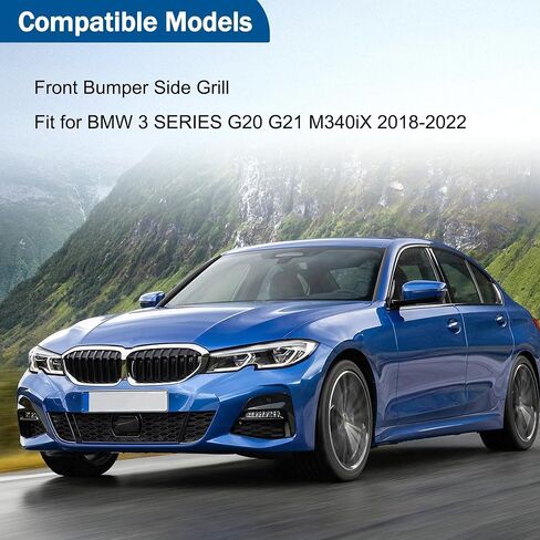 مجموعة شواية سوداء شواية سوداء أمامية متوافقة مع BMW 3 Series G20 G21 M340i 2018-2022 استبدال # 51118093301 51118093302 مصباح الضباب تزيين الشواية in Kuwait
