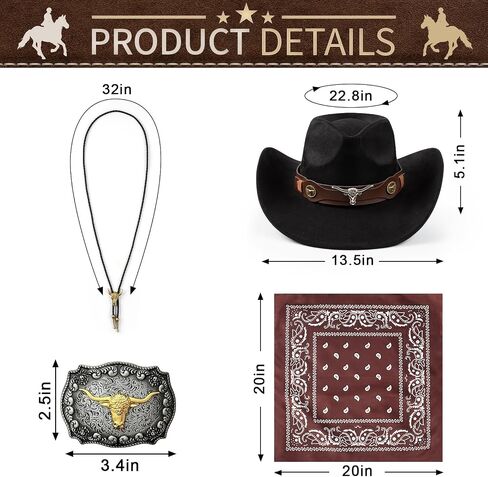 5 Pcs Cowboy Outfit for Men Cowboy Costume Western Vest Hat and Accessories for Halloween Wild West Party in Saudi Arabia