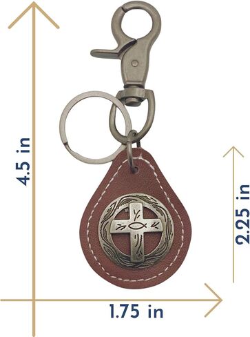 Evenchae Leather Keychain with Heavy Duty Clip - Cross Concho - Drawstring Bag - 4.5 in Long in Kuwait