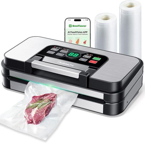 95Kpa Powerful Precision Pro Vacuum Sealer, with 10-in-1 Functions, Easy-Lock Handle, Double Heat Seal & Double Pump, Vacuum Sealer Machine for Food with Bags Storage, Built-in Cutter, Grey in Saudi Arabia