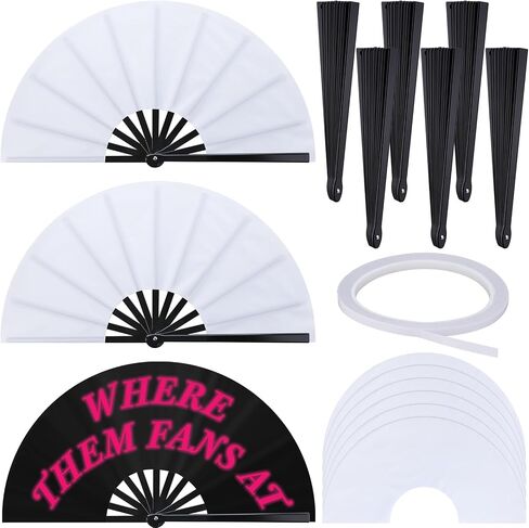 Sublimation Hand Fan Blanks Bulk and Plastic Handle for DIY and Craft Folding Large ClackFans for Line Dancing in Saudi Arabia