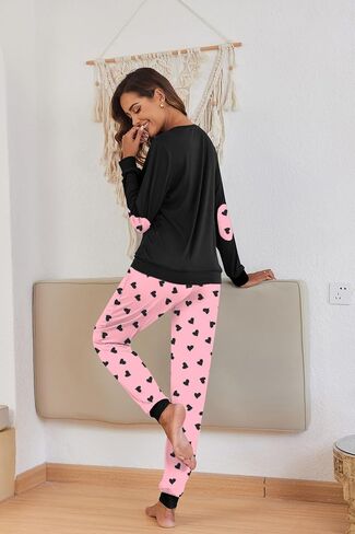 بيجامات Ekouaer للنساء مريح الأكمام طويلة الركض مجموعة صالة PJS مع جيوب in Kuwait