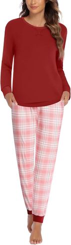 Ekouaer Pajamas For Women Comfy Long Sleeve Jogger Set Lounge Pjs Set With Pockets in Saudi Arabia